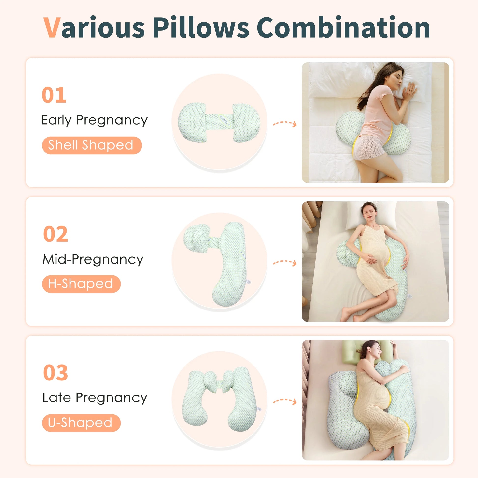 Pregnancy Pillow with Ergonomic Design for Relieving Your Pains and Improving Sleeping Quality, Pregnant Women Must Haves with Removable Cover
