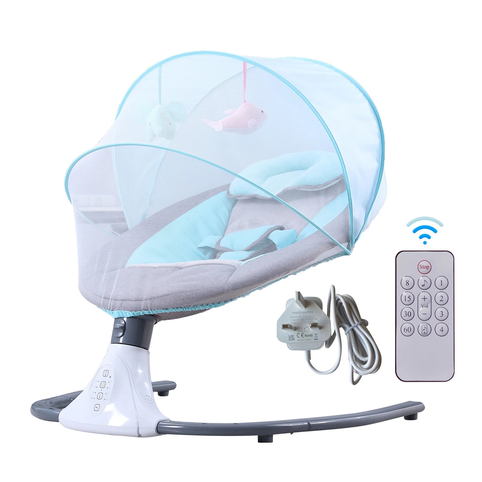 Putybudy S-Y608 Motorized Baby Swing for Infants Baby Rocker 4 Speeds & 4 Timer & 12 Preset Lullabies Supports BT Connection USB