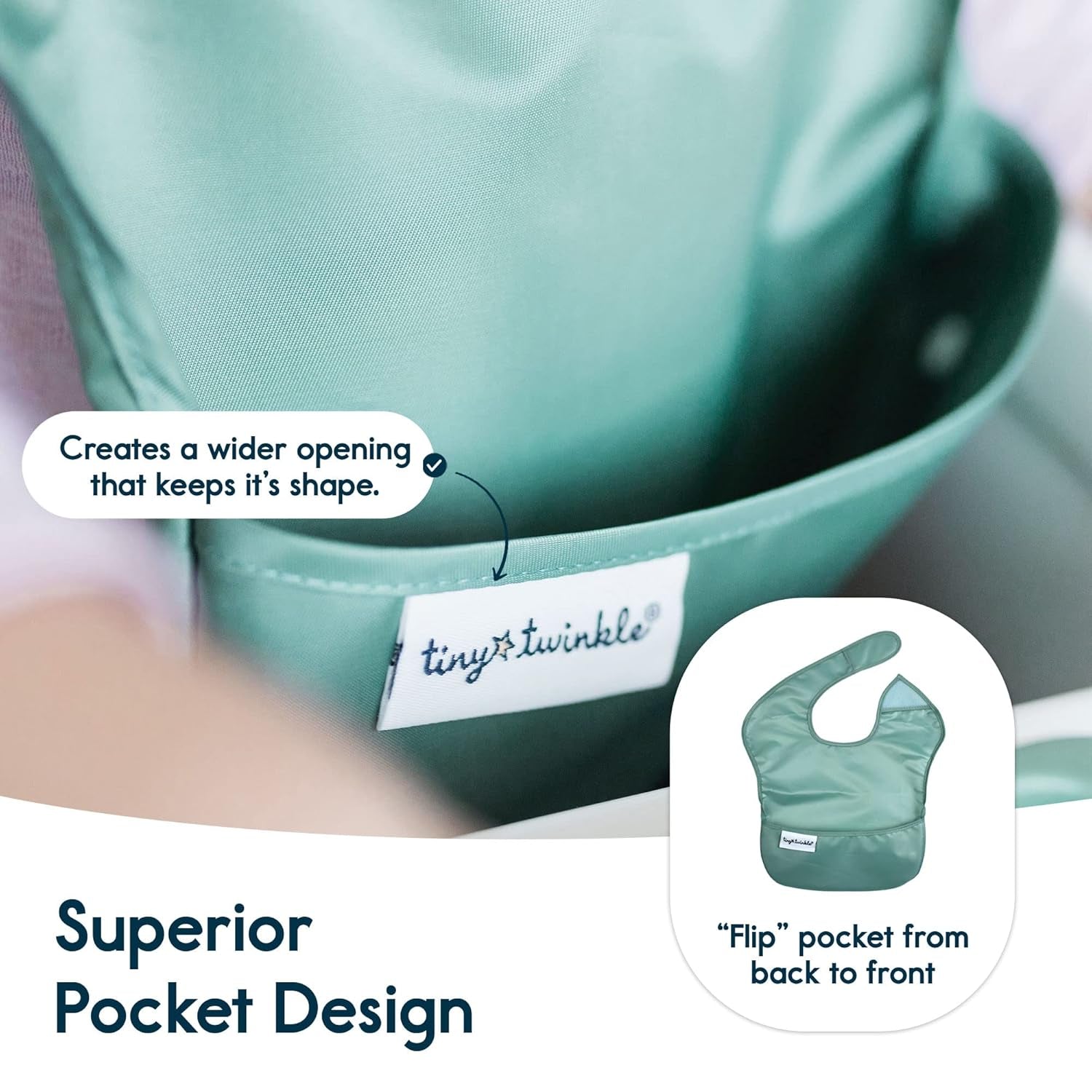 Mess Proof Baby Bibs for Eating - Waterproof, Wipeable Bibs - Toddler Bibs - Travel Friendly - PFAS, PVC, BPA, Phthalate Free - Baby Food Bibs (3 Pack,Slate, Olive)