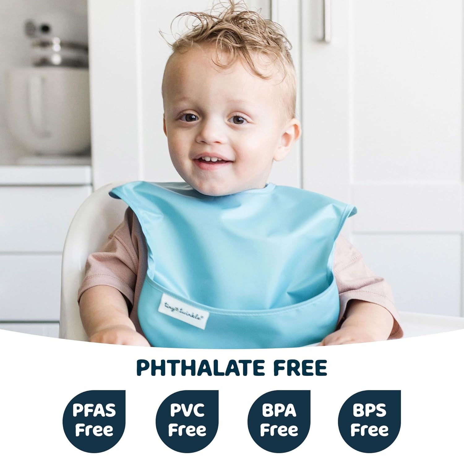 Mess Proof Baby Bibs for Eating - Waterproof, Wipeable Bibs - Toddler Bibs - Travel Friendly - PFAS, PVC, BPA, Phthalate Free - Baby Food Bibs (3 Pack,Slate, Olive)