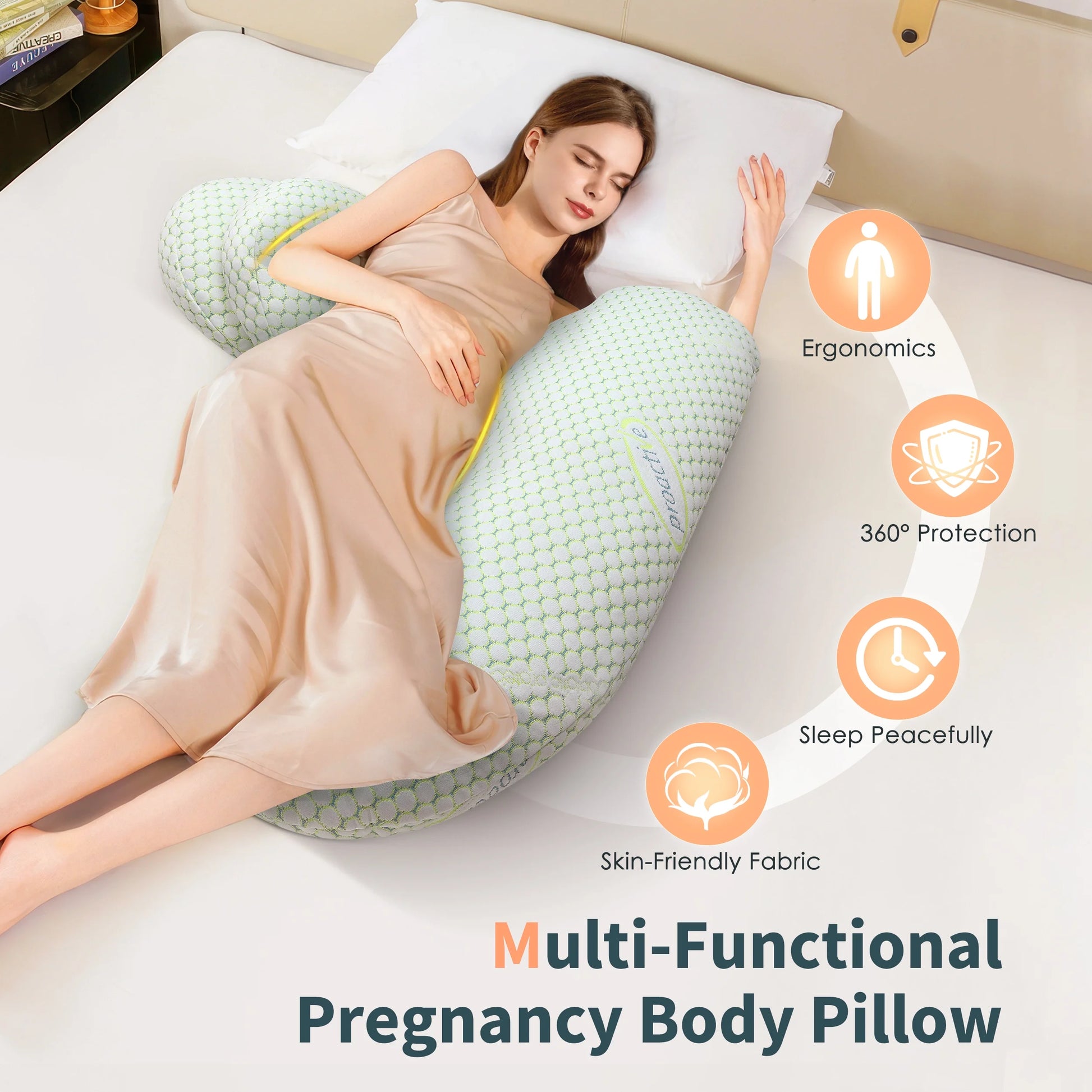 Pregnancy Pillow with Ergonomic Design for Relieving Your Pains and Improving Sleeping Quality, Pregnant Women Must Haves with Removable Cover