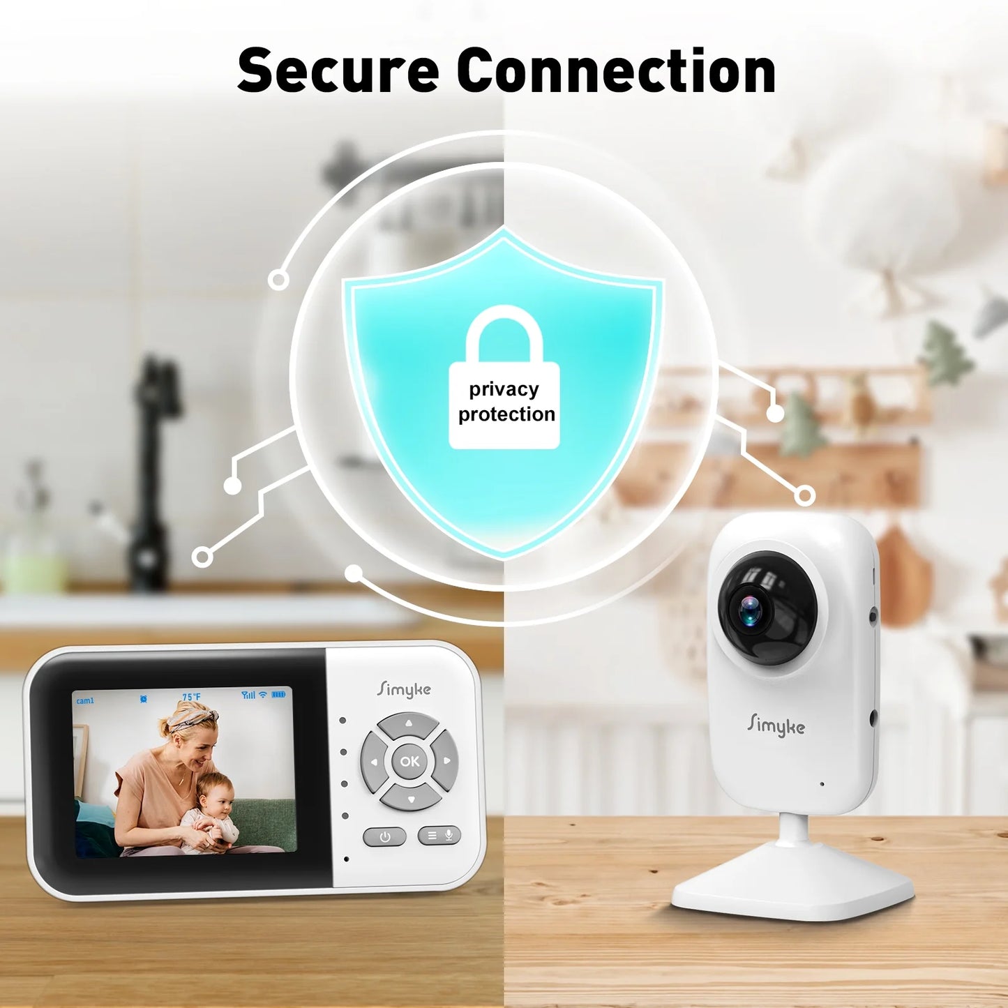 Dual Camera Video Baby Monitor, 2.8" LCD, Wireless, Night Vision, 2-Way Audio, App Access, 1200Ft Range, Feeding Timer, Temperature Sensor, Portable for Home Use