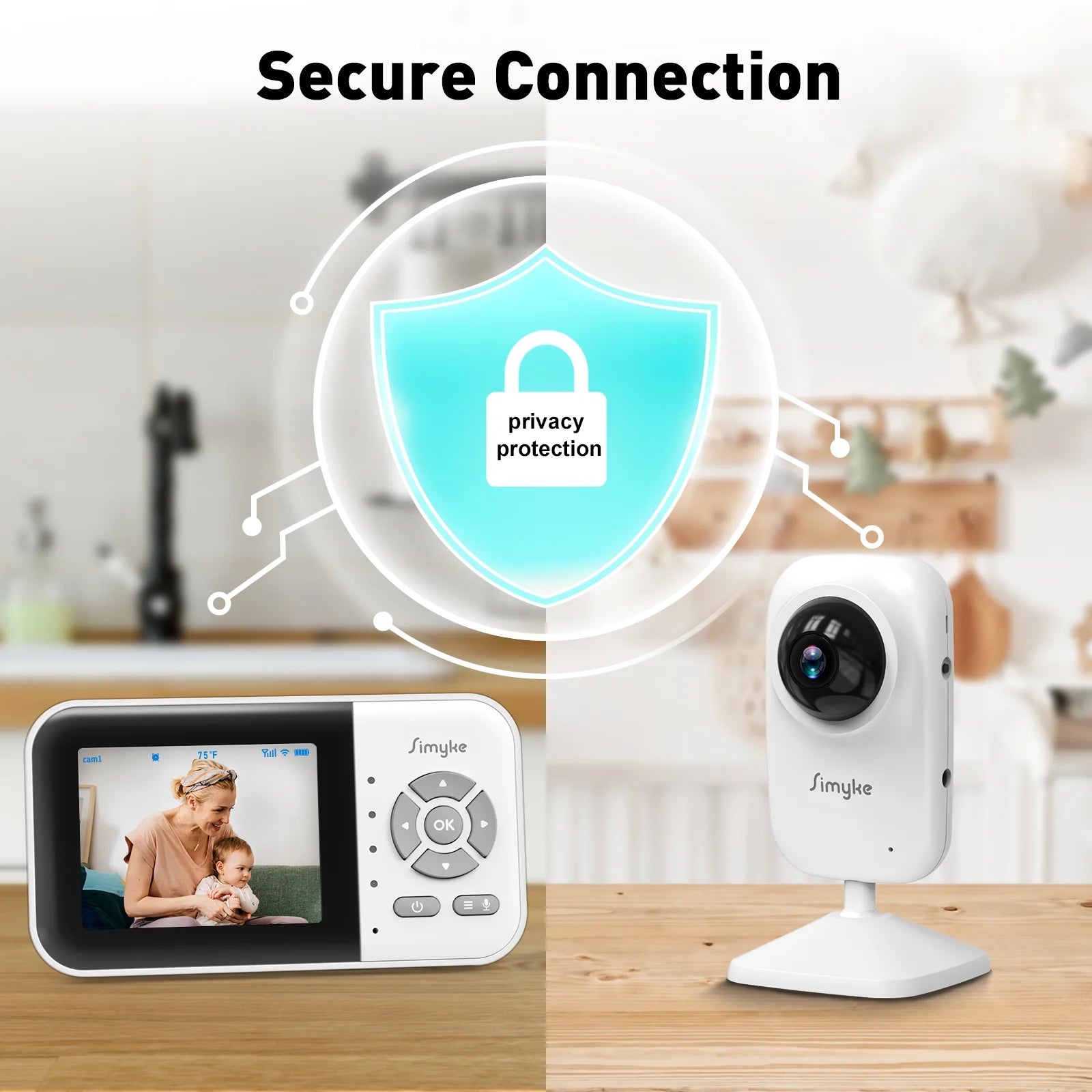Dual Camera Video Baby Monitor, 2.8" LCD, Wireless, Night Vision, 2-Way Audio, App Access, 1200Ft Range, Feeding Timer, Temperature Sensor, Portable for Home Use