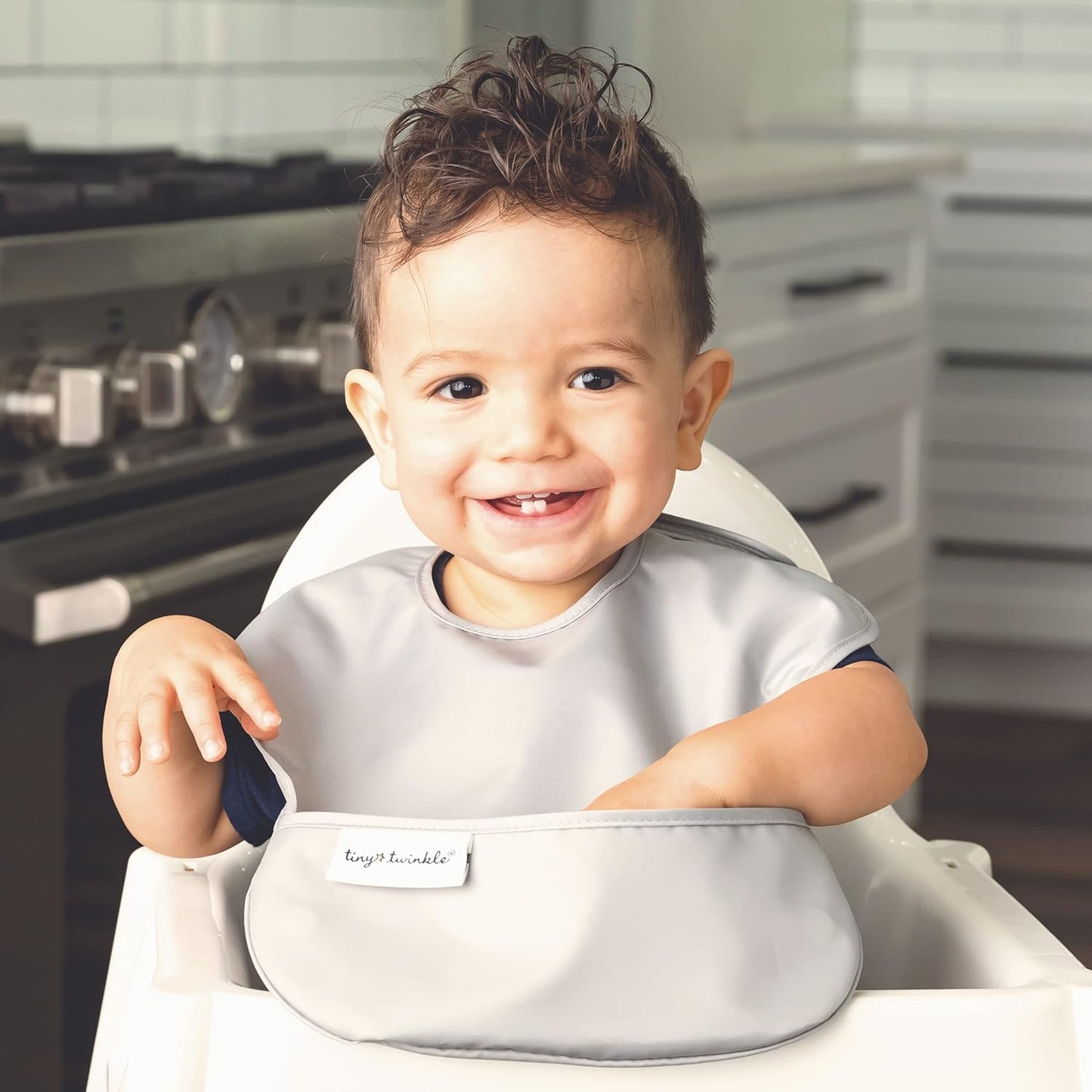 Mess Proof Baby Bibs for Eating - Waterproof, Wipeable Bibs - Toddler Bibs - Travel Friendly - PFAS, PVC, BPA, Phthalate Free - Baby Food Bibs (3 Pack,Slate, Olive)